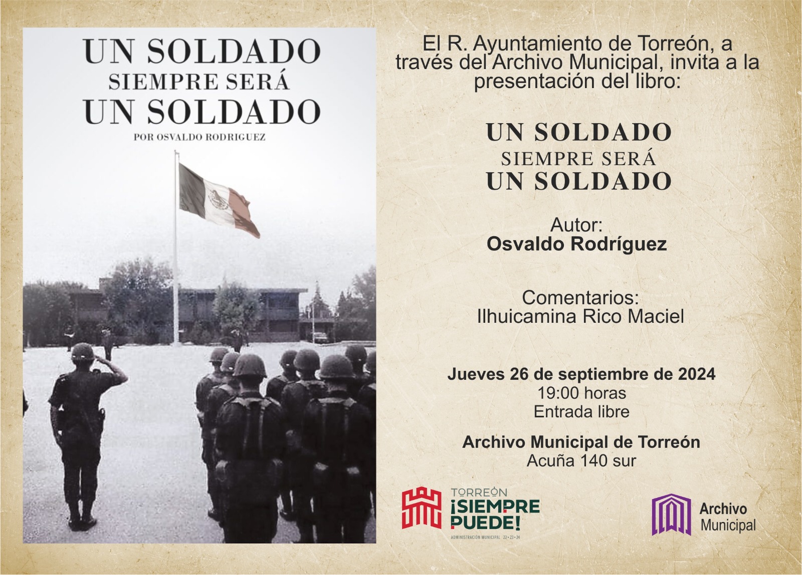 Realizarán presentación de libro sobre la vida de un exmilitar