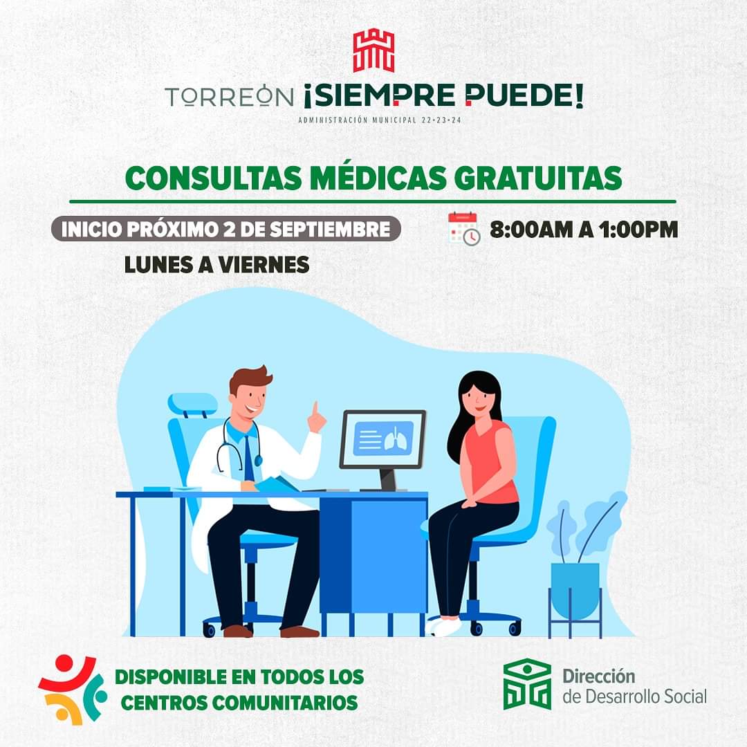 Realizarán brigada de consultas médicas gratuitas en Torreón