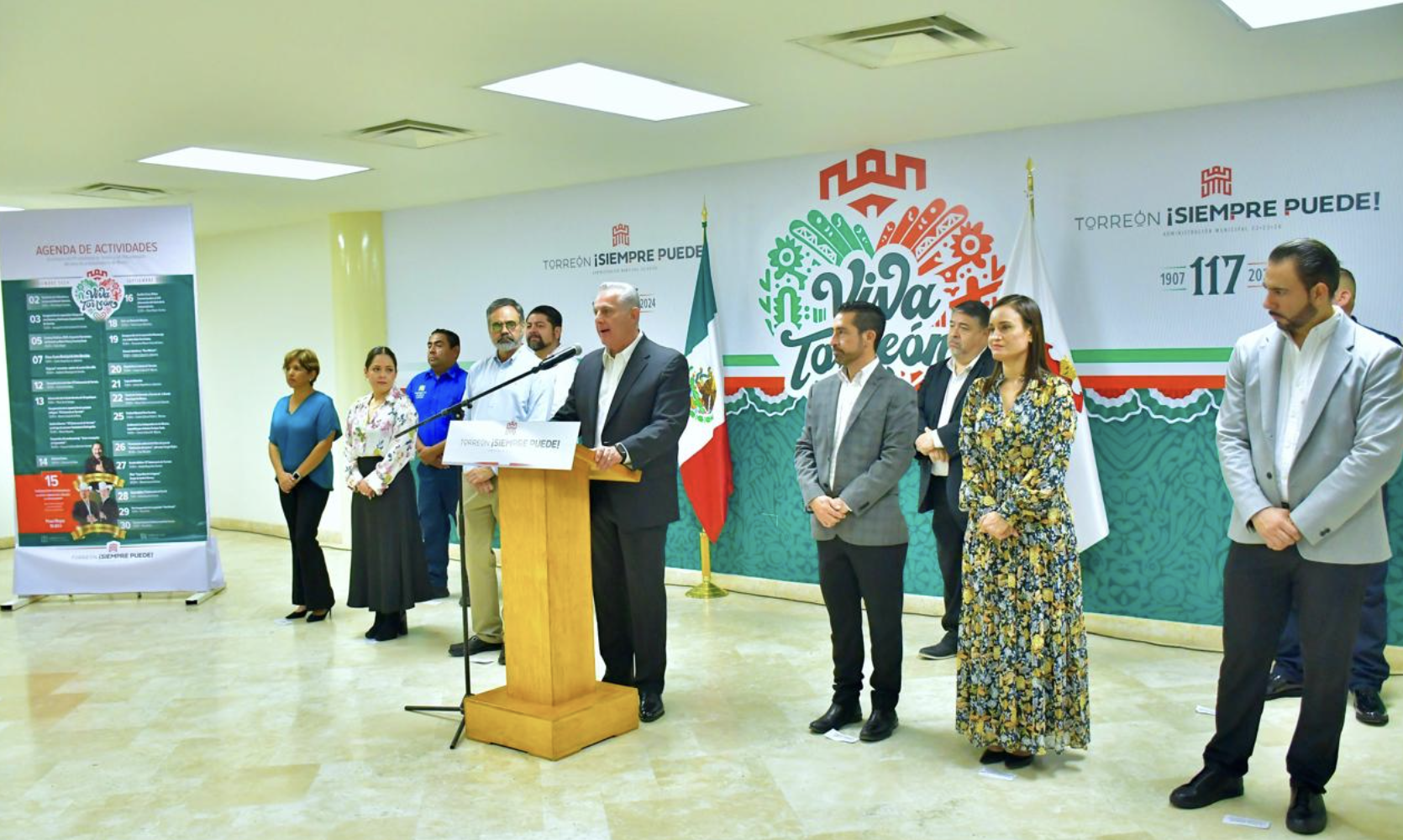 Presentan agenda de actividades para los festejos del mes patrio en Torreón y del 117 aniversario de la ciudad