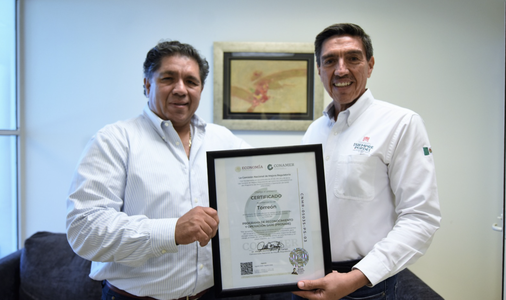 Municipio de Torreón recibe certificación por el cumplimiento al Programa de Reconocimiento y Operación SARE (PROSARE)