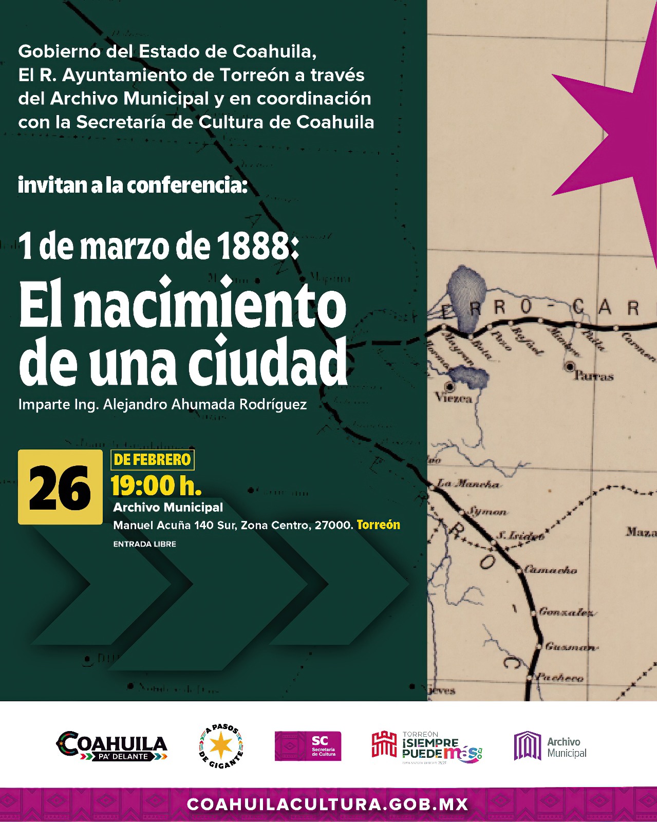 En conferencia, hablarán sobre las vías del ferrocarril a finales del siglo XIX en Torreón