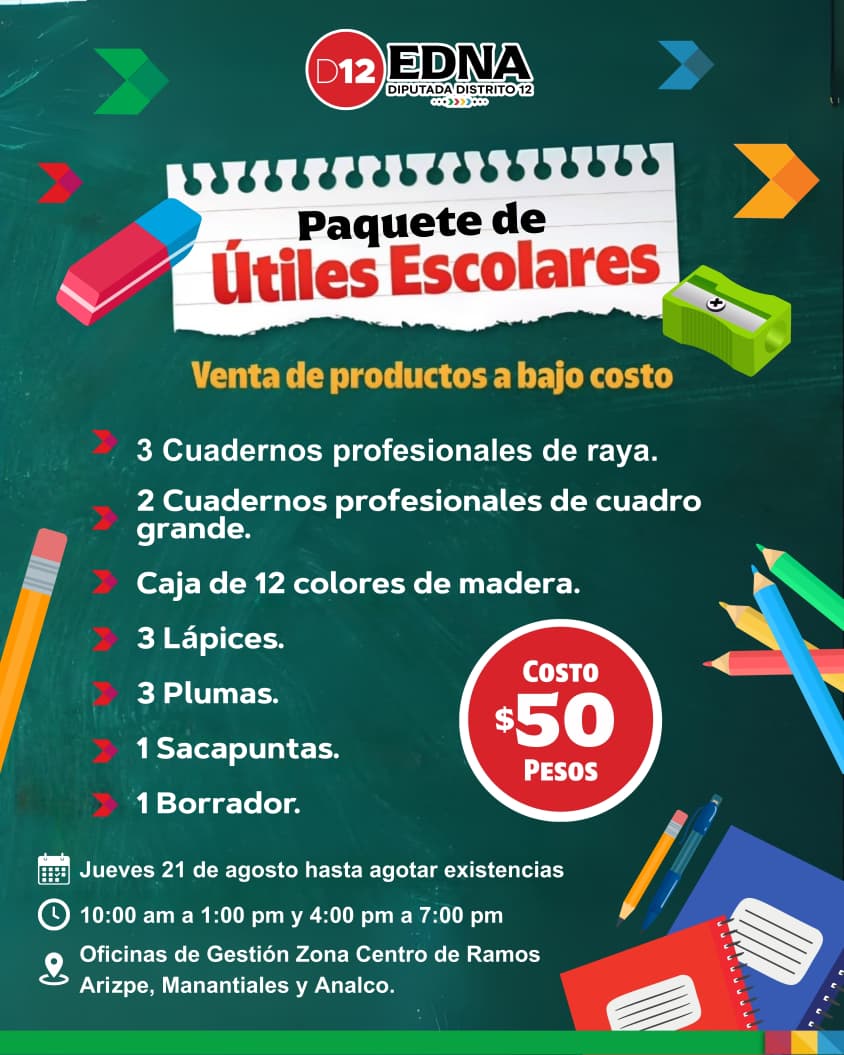 Edna Dávalos impulsa programa de útiles a bajo costo para apoyar a las familias en este regreso a clases