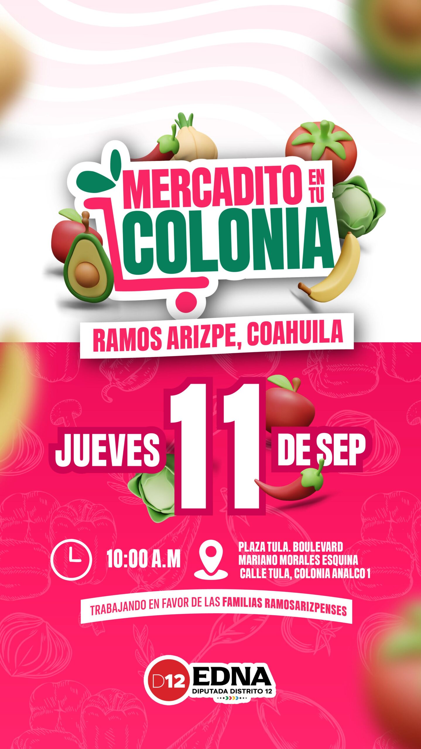 Presenta Edna Dávalos «Mercadito en tu Colonia» en apoyo a familias del Distrito 12